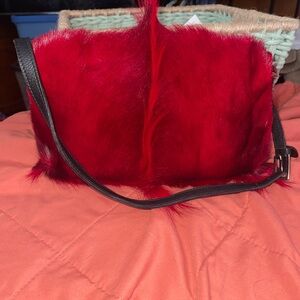 Red Fur Shoulder Bag